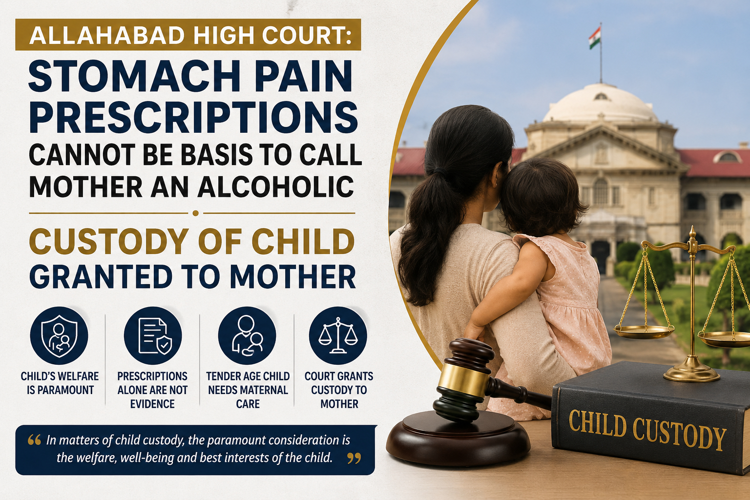 Allahabad High Court Says Stomach Pain Prescriptions Alone Cannot Prove Mother Is Alcoholic, Grants Custody of Minor Child